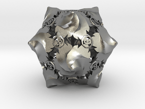 D20 Balanced - Fire (Small Numbers) in Natural Silver