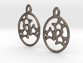 Oval 3 Star Earrings (pair) in Polished Bronzed Silver Steel