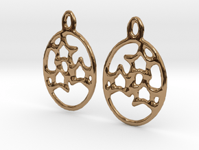 Oval 3 Star Earrings (pair) in Polished Brass