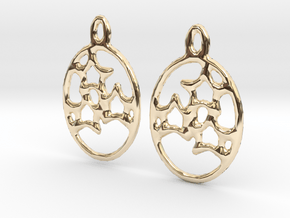 Oval 3 Star Earrings (pair) in 14K Yellow Gold