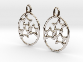 Oval 3 Star Earrings (pair) in Rhodium Plated Brass