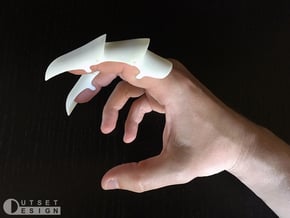 Full Finger Articulated Claw Ring in White Processed Versatile Plastic