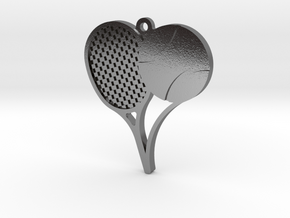 Love Tennis Pendant in Polished Silver