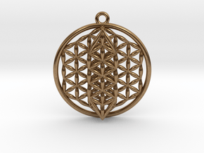Flower Of Life w/ 15 Sephirot Tree of Life 1.5" in Natural Brass