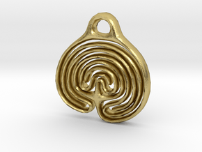 Labyrinth Pendant in Natural Brass