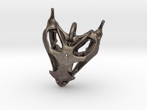 Bearded Dragon Skull  in Polished Bronzed Silver Steel: Large