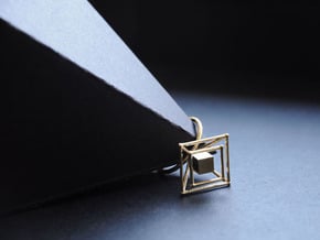 Levitating cube size 50 in Natural Brass