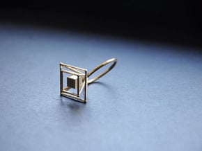 Levitating cube size 56 in Natural Brass