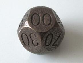 D Percent Sphere Dice in Polished Bronze Steel
