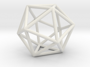 0026 Icosahedron E (5 cm) in White Premium Versatile Plastic