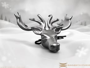 Reindeer Pendant in Polished Bronzed Silver Steel: Small