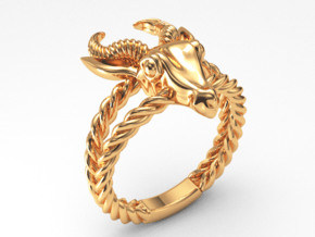Antelope Head Ring  in 14k Gold Plated Brass: 7 / 54