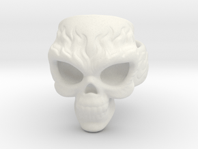 Elemental Skull Ring 'Fire' in White Natural Versatile Plastic