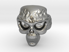 Elemental Skull Ring 'Fire' in Natural Silver