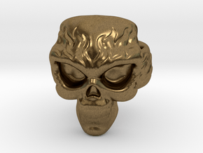 Elemental Skull Ring 'Fire' in Natural Bronze