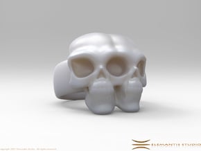 Skull Ring 'Gemini' in White Premium Versatile Plastic: 6 / 51.5