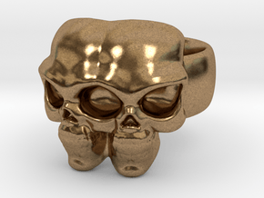 Skull Ring 'Gemini' in Natural Brass: 6 / 51.5