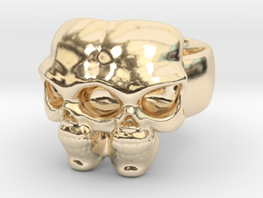 Skull Ring 'Gemini' in 14k Gold Plated Brass: 6 / 51.5