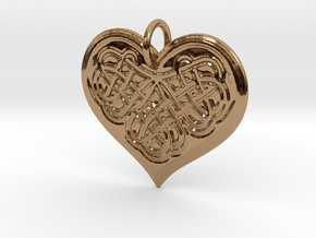Celtic Shamrock Heart Pendant in Polished Brass