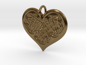 Celtic Shamrock Heart Pendant in Polished Bronze