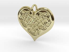 Celtic Shamrock Heart Pendant in 18k Gold Plated Brass