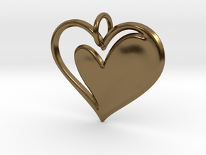Heart to Heart Pendant V1.0 in Polished Bronze