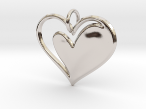 Heart to Heart Pendant V1.0 in Rhodium Plated Brass