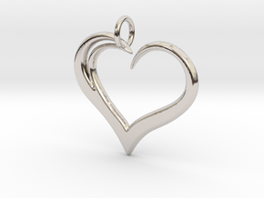 Heart to Heart Pendant V3.0 in Rhodium Plated Brass
