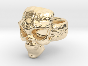Elemental Skull Ring 'Lightning' in 14k Gold Plated Brass: 6 / 51.5