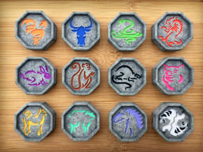 Chinese Zodiac Talismans - NO SPLIT TIGER SET in Full Color Sandstone