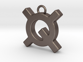 Quantstamp keychain in Polished Bronzed Silver Steel