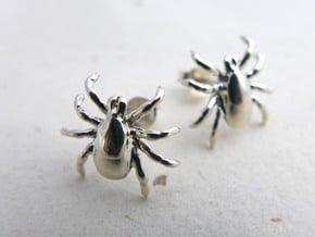 Tick Earrings - Nature Jewelry in Polished Silver