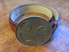 Epic Smiley Belt Buckle in Polished Bronzed Silver Steel