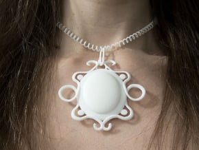 Oval stone pendant in White Processed Versatile Plastic