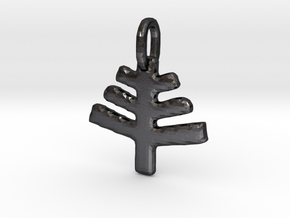 Beltane Glyph Charm in Polished and Bronzed Black Steel