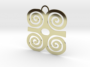 Adinkra Symbol of Strength Pendant in 18k Gold Plated Brass