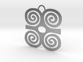 Adinkra Symbol of Strength Pendant in Natural Silver