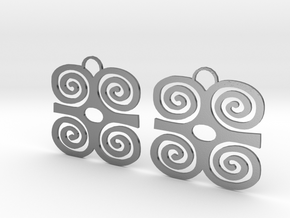 Adinkra Symbol of Strength Earrings in Polished Silver