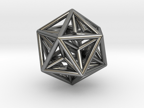 0416 Great Dodecahedron E (d=3cm) #001  in Fine Detail Polished Silver
