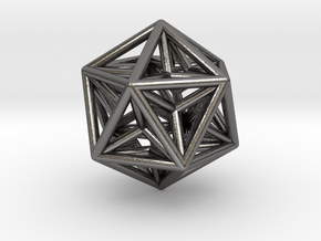 0416 Great Dodecahedron E (d=3cm) #001  in Polished Nickel Steel