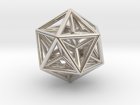 0416 Great Dodecahedron E (d=3cm) #001  in Rhodium Plated Brass