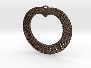 Crochet Heart Pendant in Polished Bronze Steel