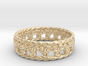Triskelion Rope Ring Size 13 in 14k Gold Plated Brass