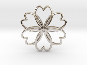 Cherry Blossom Symbol Pendant in Rhodium Plated Brass