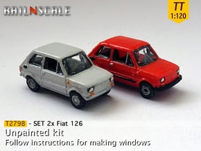 SET 2x Fiat 126 (TT 1:120) in Tan Fine Detail Plastic