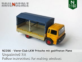 Vierer-Club-LKW Pritsche mit geöffneten Plane (N) in Smooth Fine Detail Plastic