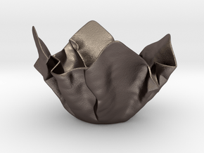 Paper Bowl (Free 3D File) in Polished Bronzed Silver Steel