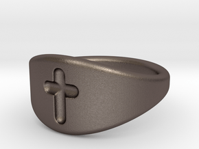 Cross ring A (US sizes 1.5 – 5.5) in Polished Bronzed Silver Steel: 2.25 / 42.125