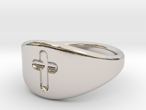 Cross ring A (US sizes 1.5 – 5.5) in Rhodium Plated Brass: 2.25 / 42.125