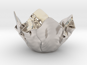 Paper Bowl (Free 3D File) in Rhodium Plated Brass